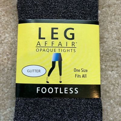 Leg Affair Opaque Tights Glitter Footless One Size Fits All Black